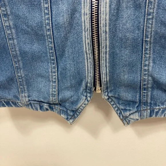 Vintage Koret City Blues Denim Jean Button Vest Upper  Floral  Large. - Picture 7 of 11